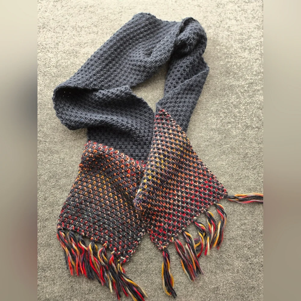 Save the Ocean Fringed Chunky‎ Knit Scarf Multi Color Space Dye O/S